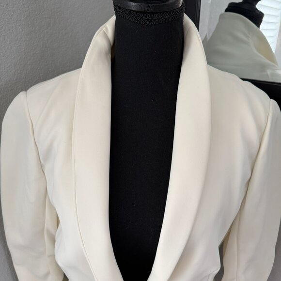 DONNA KARAN Ivory Cream Scuba Stretch Blazer Jacket Sz 8 - Picture 11 of 16